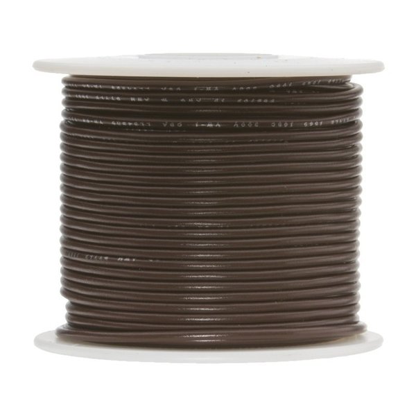 Remington Industries 12 AWG Gauge UL3173 Stranded Hook Up Wire, 600V, 0.157in. Diameter, Brown, 100 ft Length 12UL3173STRBRO100